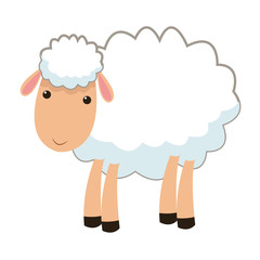 flat design sheep cartoon icon vector illustration