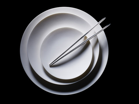 Chops sticks on plates