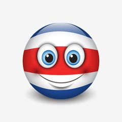 Cute emoticon isolated on white background with Costarica flag motive - smiley