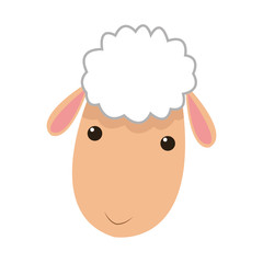flat design sheep cartoon icon vector illustration