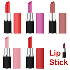 Lipstick in a tube. Color palette. Design for cosmetic products