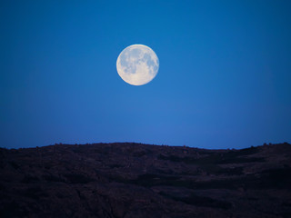 moon on the tundra in the north of Russia