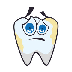 tooth dirty cartoon dental care health hygiene icon. Isolated and flat illustration. Vector graphic