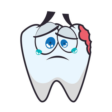 tooth broken cartoon dental care health hygiene icon. Isolated and flat illustration. Vector graphic