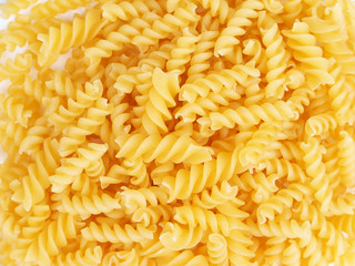 frame of pasta on a white background