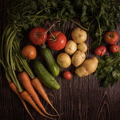 freshly grown raw vegetables