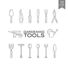 Set of line icons - gardening tools. Web site design. Web icon. Spring season gardening