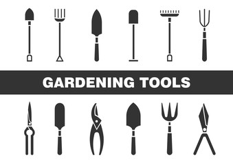 Set of icons - gardening tools. Web site design. Logo icons. Spring season gardening