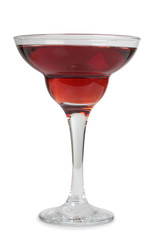 Glass jars with colorful cocktails on a white background