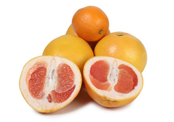 Ripe yellow grapefruit on a white background