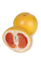 Ripe yellow grapefruit on a white background
