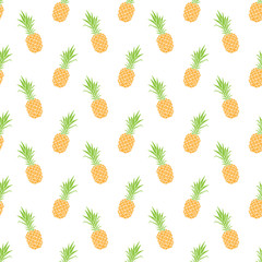 Vector seamless pattern with pineapple. Summer fruit background. Fabric pattern