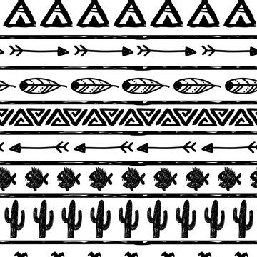 Seamless vector pattern in the style of boho or hippy
