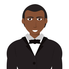 flat design single man with suit and bowtie icon vector illustration
