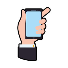smartphone hand mobile gadget technology icon. Isolated and flat illustration. Vector graphic