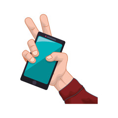 smartphone hand mobile gadget technology icon. Isolated and flat illustration. Vector graphic