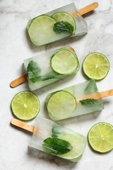 Lime Popsicles / Mojito Popsicles top down view