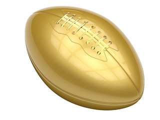 golden american football ball isolated on white