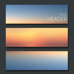 Set of blurred headers. Web design or app design elements. Vector banner