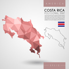 Costa Rica : Low Poly Map : Vector Illustration