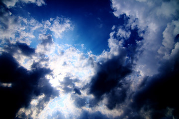 Naklejka na ściany i meble sky clouds,sky with clouds and sun