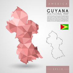 Guyana : Low Poly Map : Vector Illustration