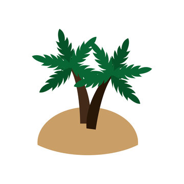 flat design island and palm trees icon vector illustration