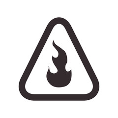 flame road sign triangle warning icon. Isolated and flat illustration. Vector graphic