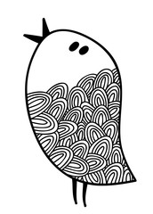 Zentangle little bird. Cute animal with wings.