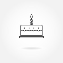 Birthday cake icon or sign. Vector illustration.
