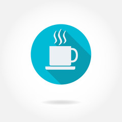Cup of hot coffee. Vector icon or sign.