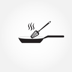 Frying pan or skillet icon. Fry or roast food symbol. Vector illustration for restaurant design.