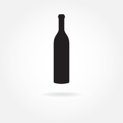 Wine bottle icon or sign. Black silhouette. Vector illustration. Template for restaurant design.