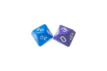 Two ten sided dice for board games