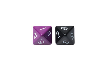 Two eight sided dice for board games