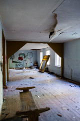 interior of an old abandoned soviet hospital