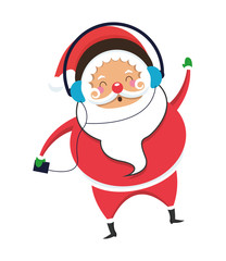 flat design santa claus listening to music icon vector illustration