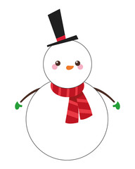 flat design cute snowman icon vector illustration