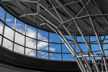 Fototapeta premium Modern architecture black and white glass and steel, architectur