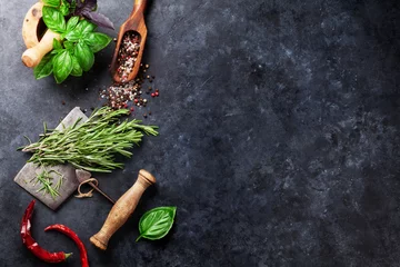 Crédence de cuisine en verre imprimé Aromatique Herbs and spices
