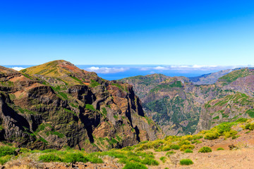 View over the mountains of Pico Do Arieiro, Madeira, Portugal