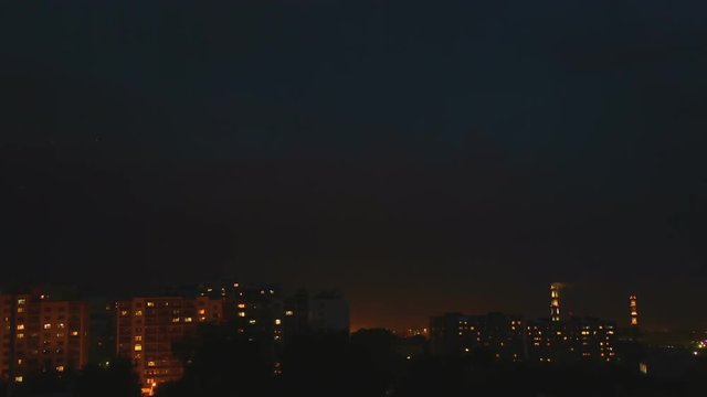 Thunderstorm over night city