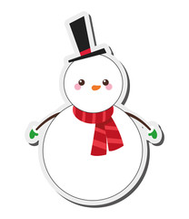 flat design cute snowman icon vector illustration