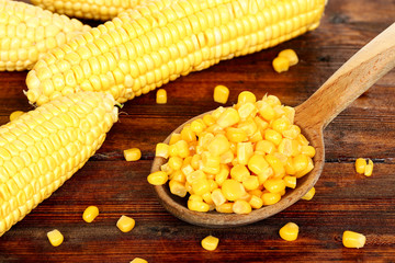 sweet corn on table