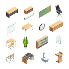 Classroom Interior Elements Icons Set