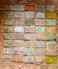 License numbers of old US cars in a museum