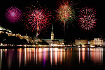 Fototapeta premium Hamburg Feuerwerk SIlvester