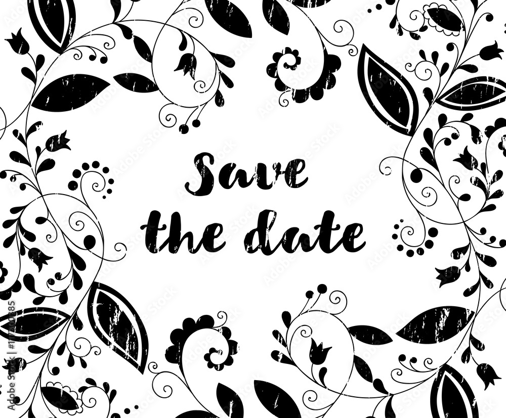 Wall mural Black greeting or save the date card