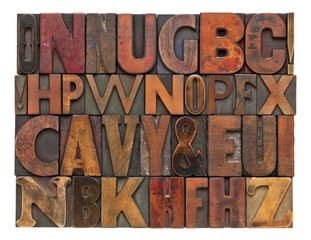 antique lettepress wood type alphabet