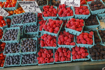 Fresh berries at an outdoor market in Seattle.